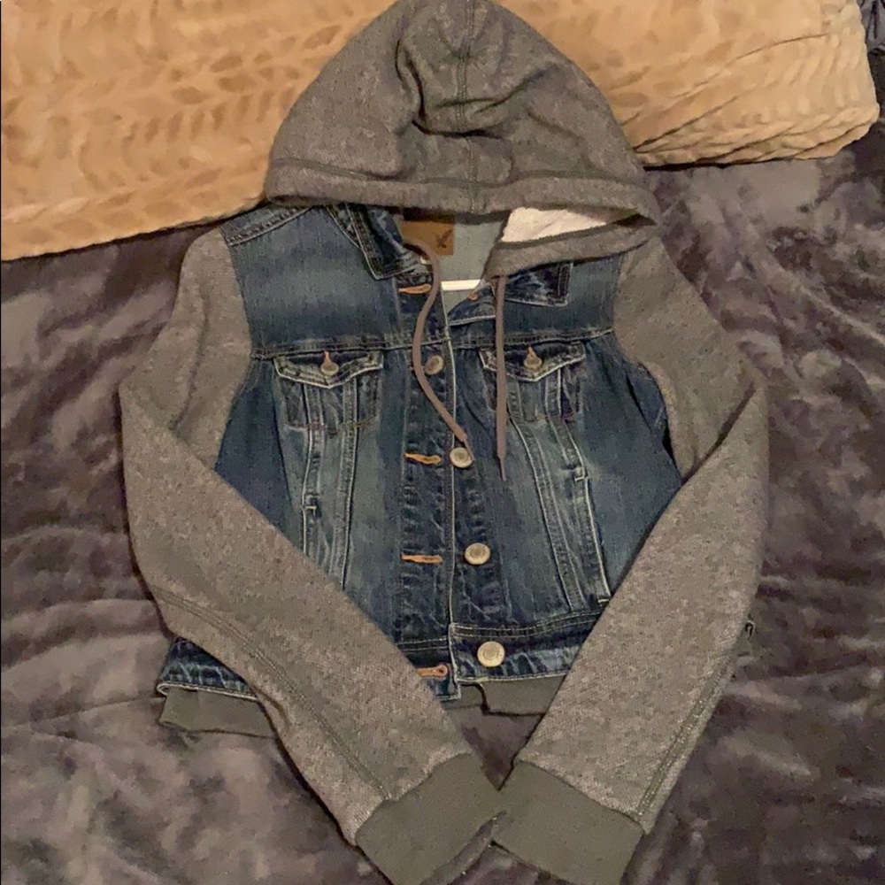 American Eagle sweater jean jacket